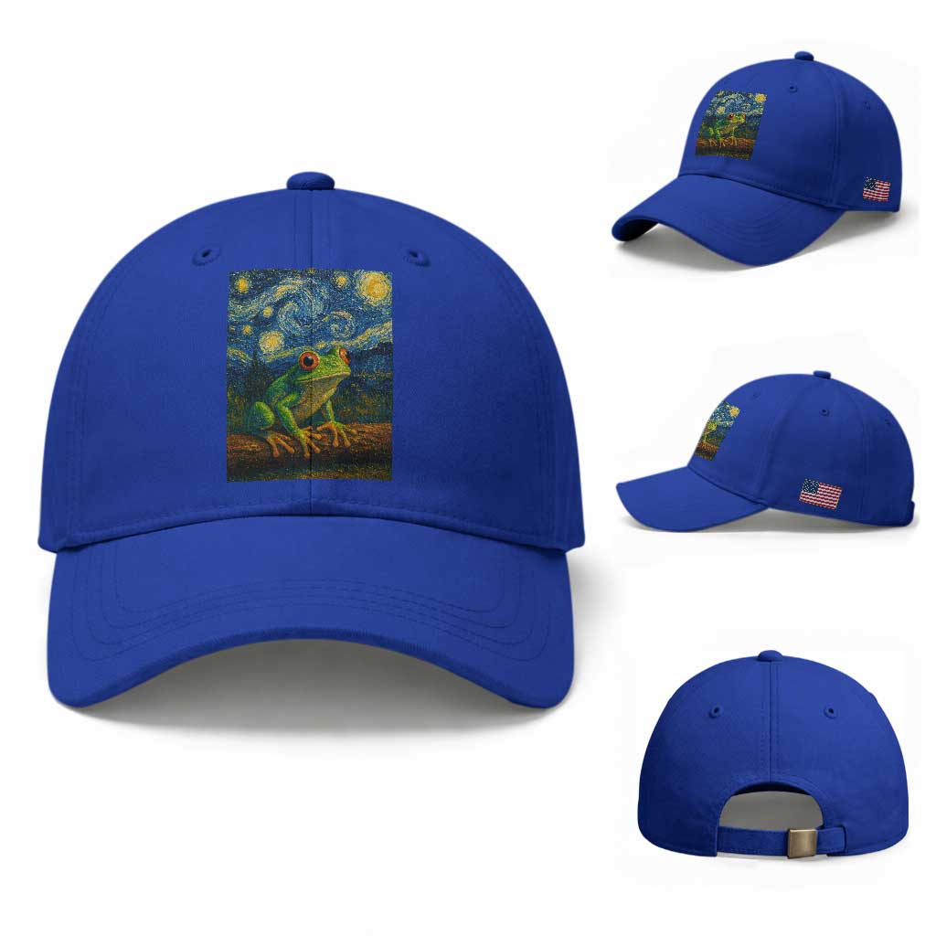 Funny Frog Baseball Cap Van Gogh Style Starry Night