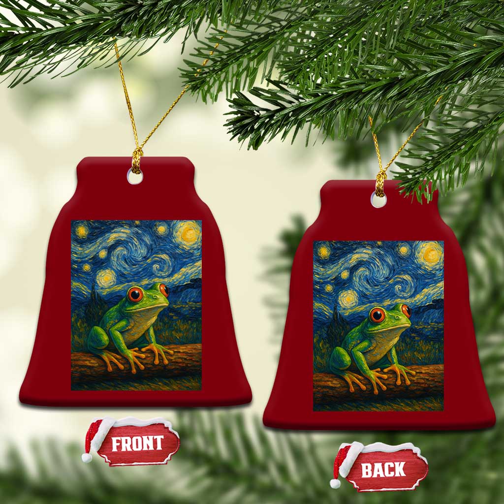 Funny Frog Ceramic Ornament Van Gogh Style Starry Night - Wonder Print Shop
