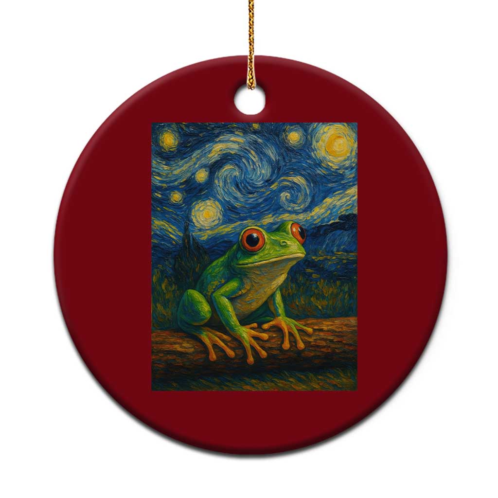 Funny Frog Ceramic Ornament Van Gogh Style Starry Night - Wonder Print Shop