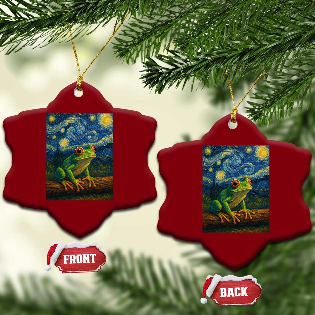 Funny Frog Ceramic Ornament Van Gogh Style Starry Night - Wonder Print Shop