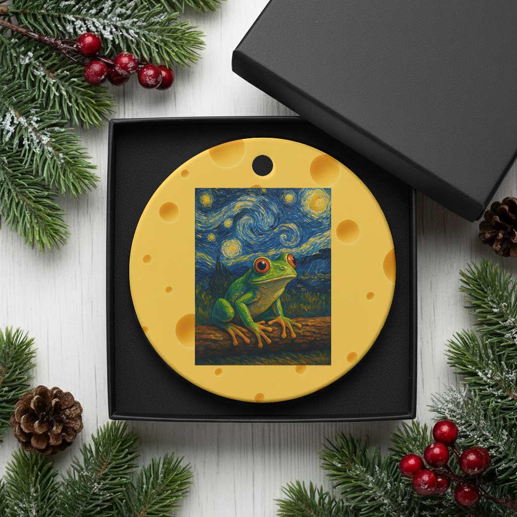Funny Frog Ceramic Ornament Van Gogh Style Starry Night - Wonder Print Shop