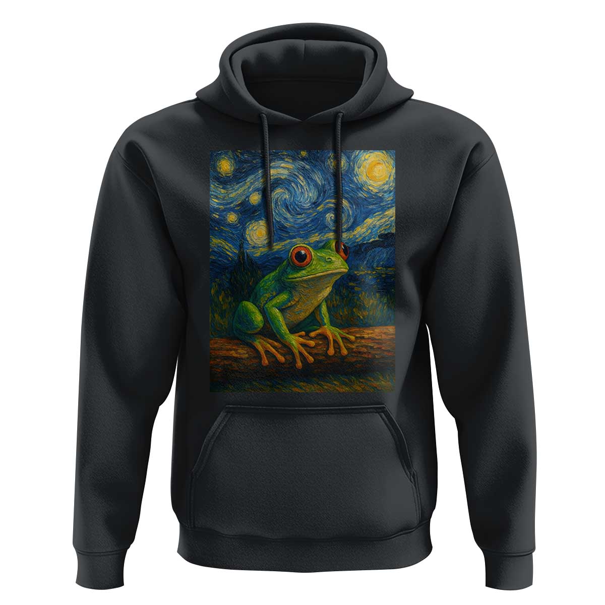 Funny Frog Hoodie Van Gogh Style Starry Night - Wonder Print Shop