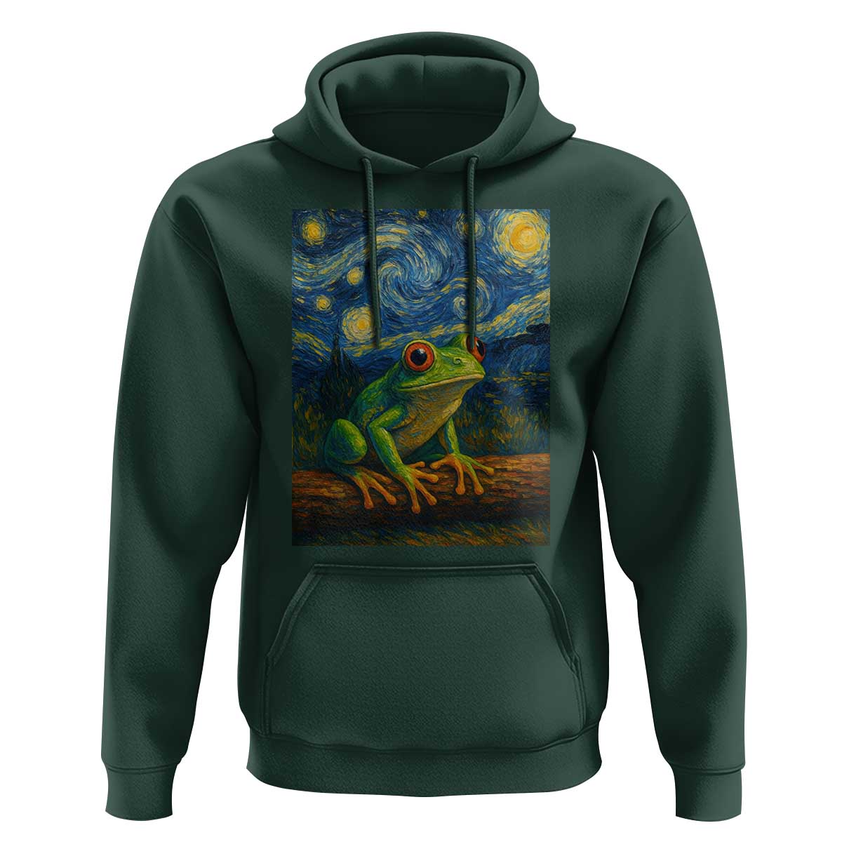 Funny Frog Hoodie Van Gogh Style Starry Night - Wonder Print Shop