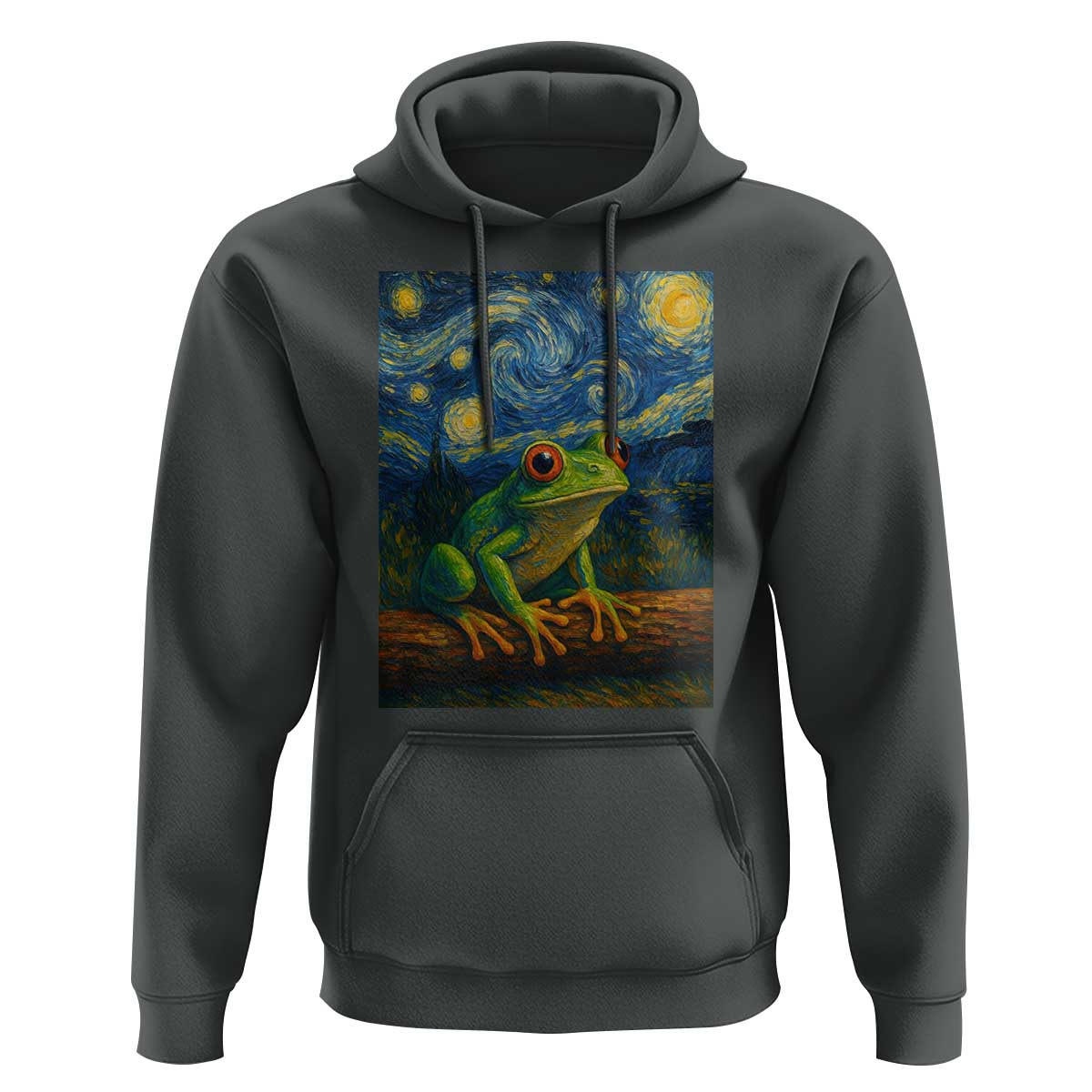Funny Frog Hoodie Van Gogh Style Starry Night - Wonder Print Shop
