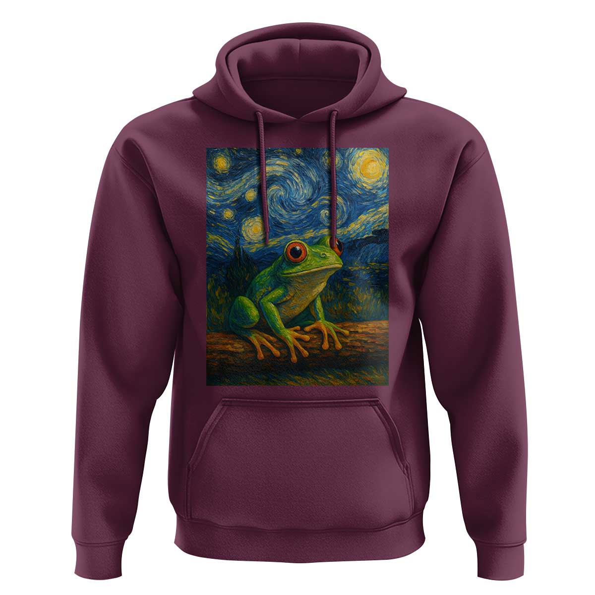 Funny Frog Hoodie Van Gogh Style Starry Night - Wonder Print Shop