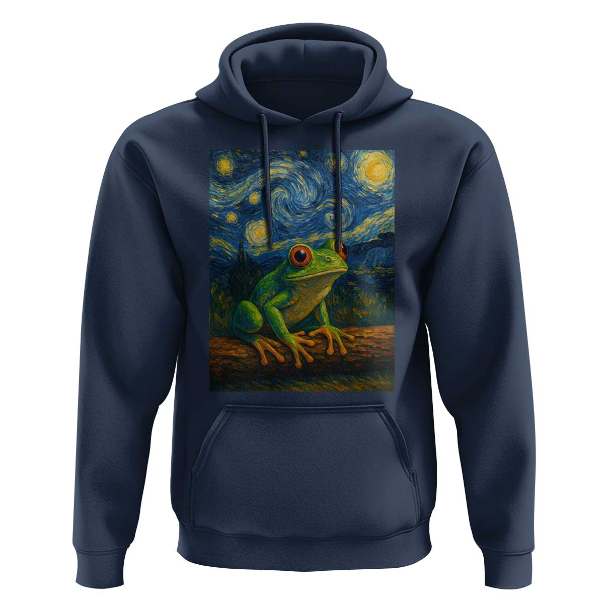 Funny Frog Hoodie Van Gogh Style Starry Night - Wonder Print Shop