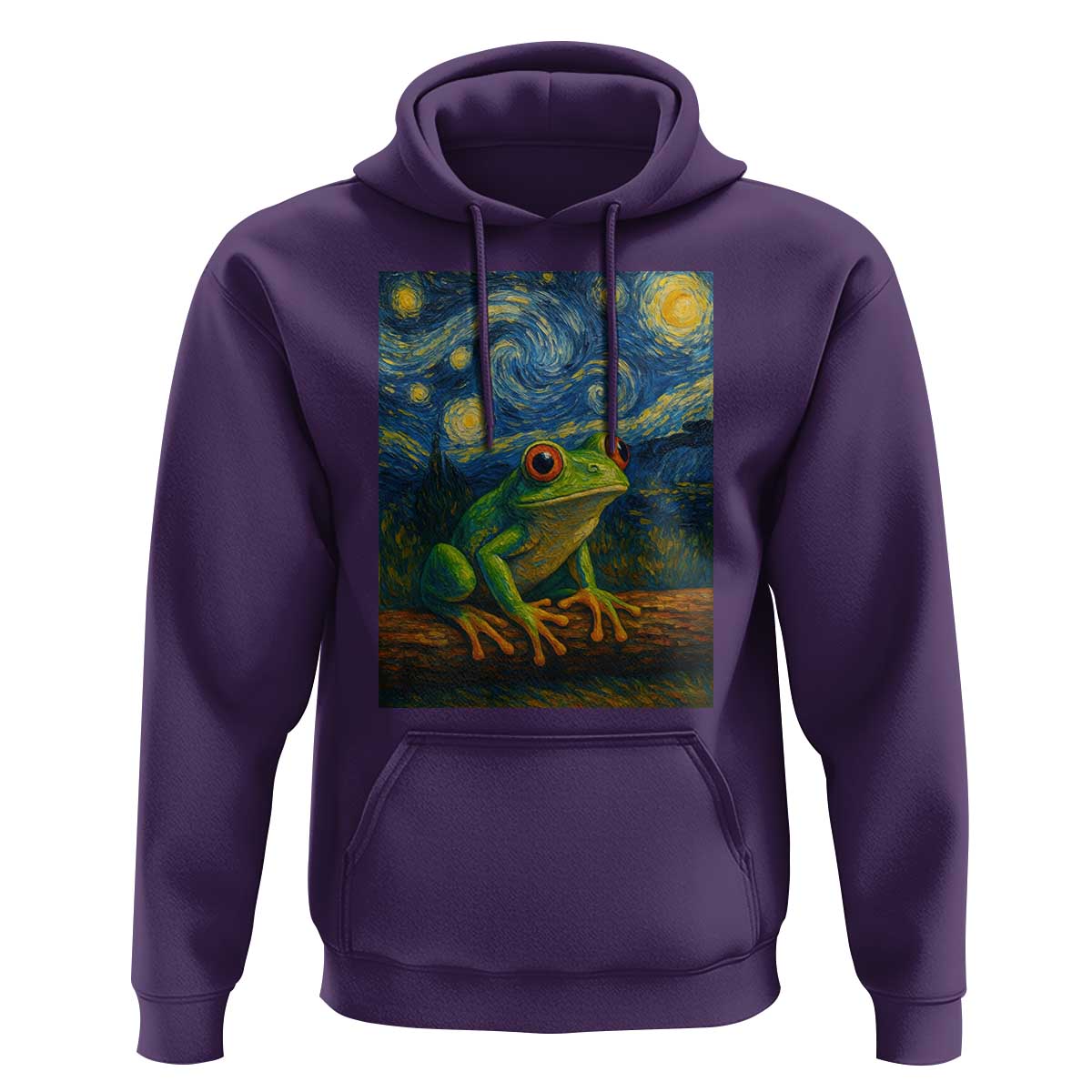 Funny Frog Hoodie Van Gogh Style Starry Night - Wonder Print Shop