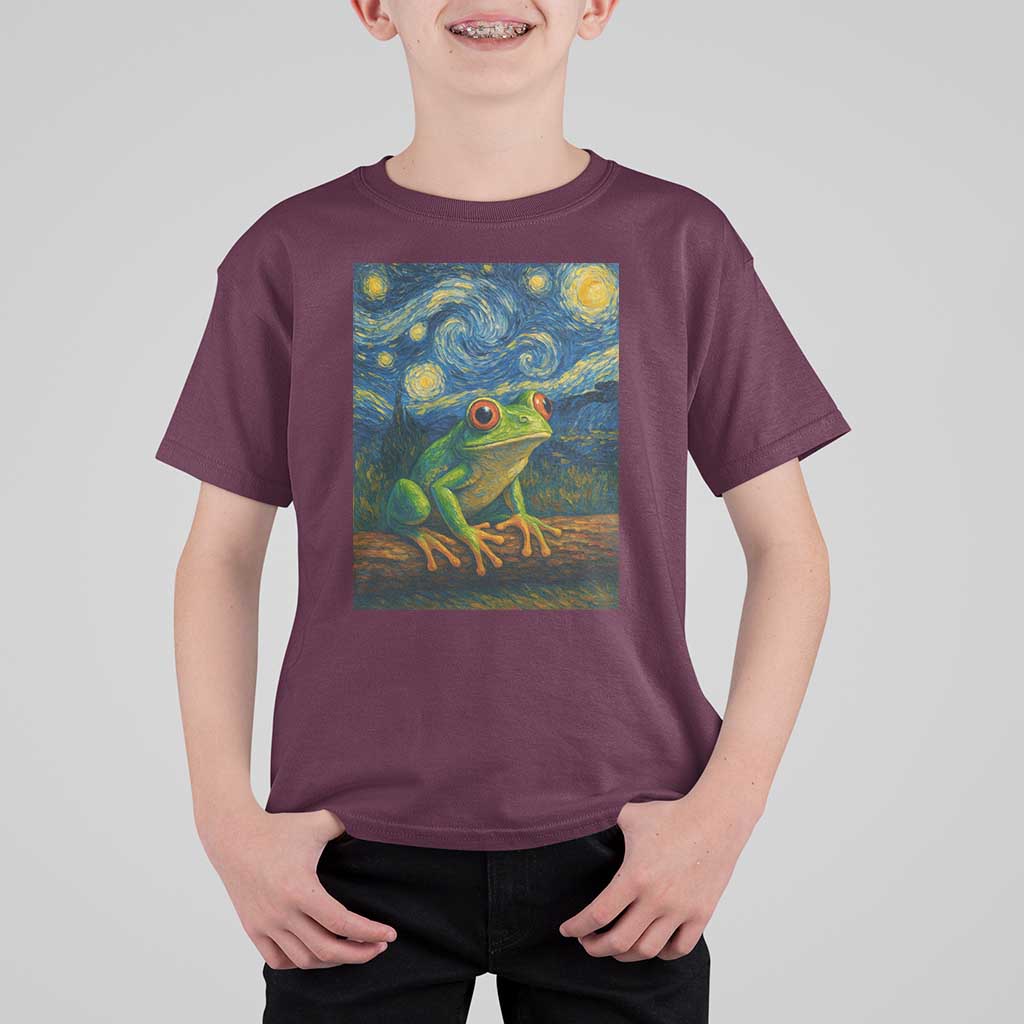 Funny Frog T Shirt For Kid Van Gogh Style Starry Night - Wonder Print Shop