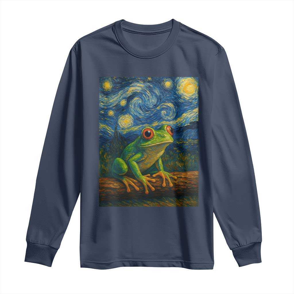 Funny Frog Long Sleeve Shirt Van Gogh Style Starry Night - Wonder Print Shop