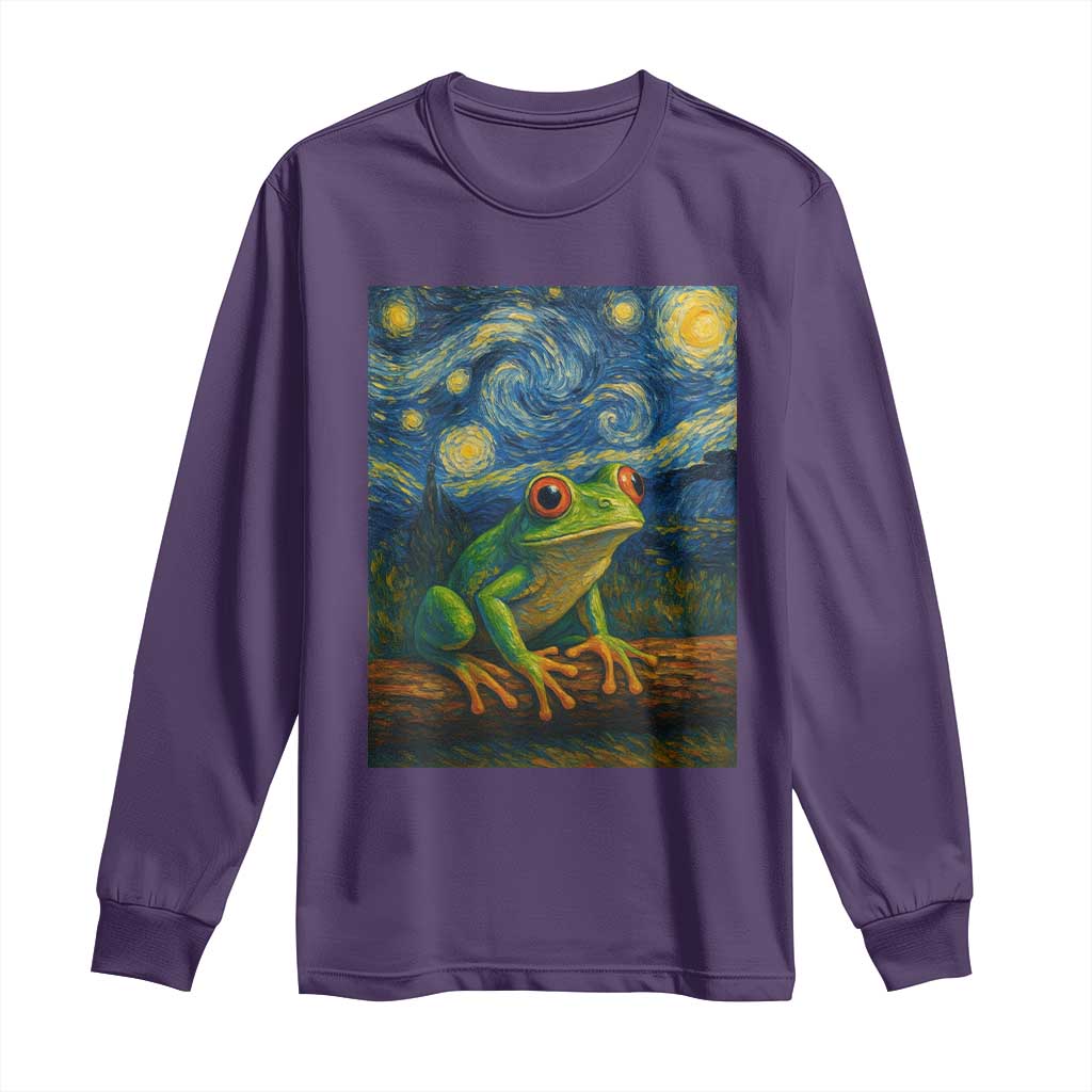 Funny Frog Long Sleeve Shirt Van Gogh Style Starry Night - Wonder Print Shop