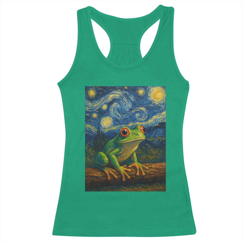 Funny Frog Racerback Tank Top Van Gogh Style Starry Night - Wonder Print Shop