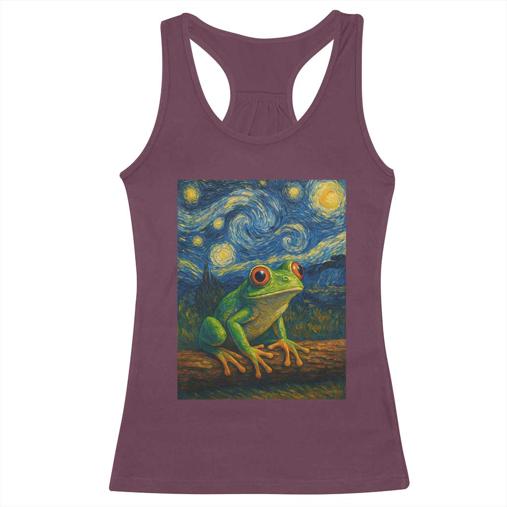 Funny Frog Racerback Tank Top Van Gogh Style Starry Night - Wonder Print Shop