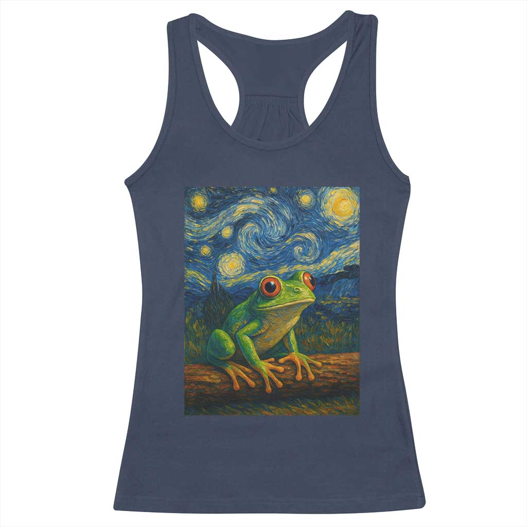 Funny Frog Racerback Tank Top Van Gogh Style Starry Night - Wonder Print Shop