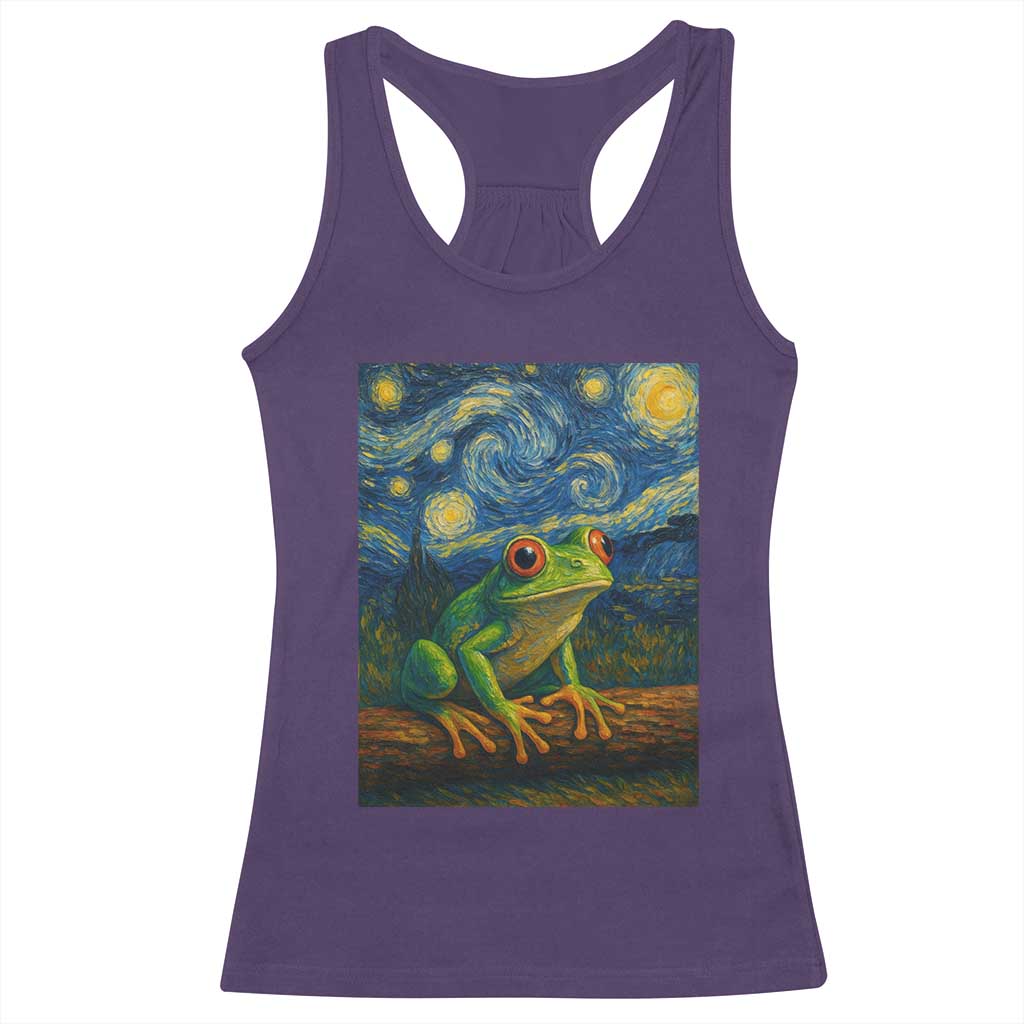 Funny Frog Racerback Tank Top Van Gogh Style Starry Night - Wonder Print Shop