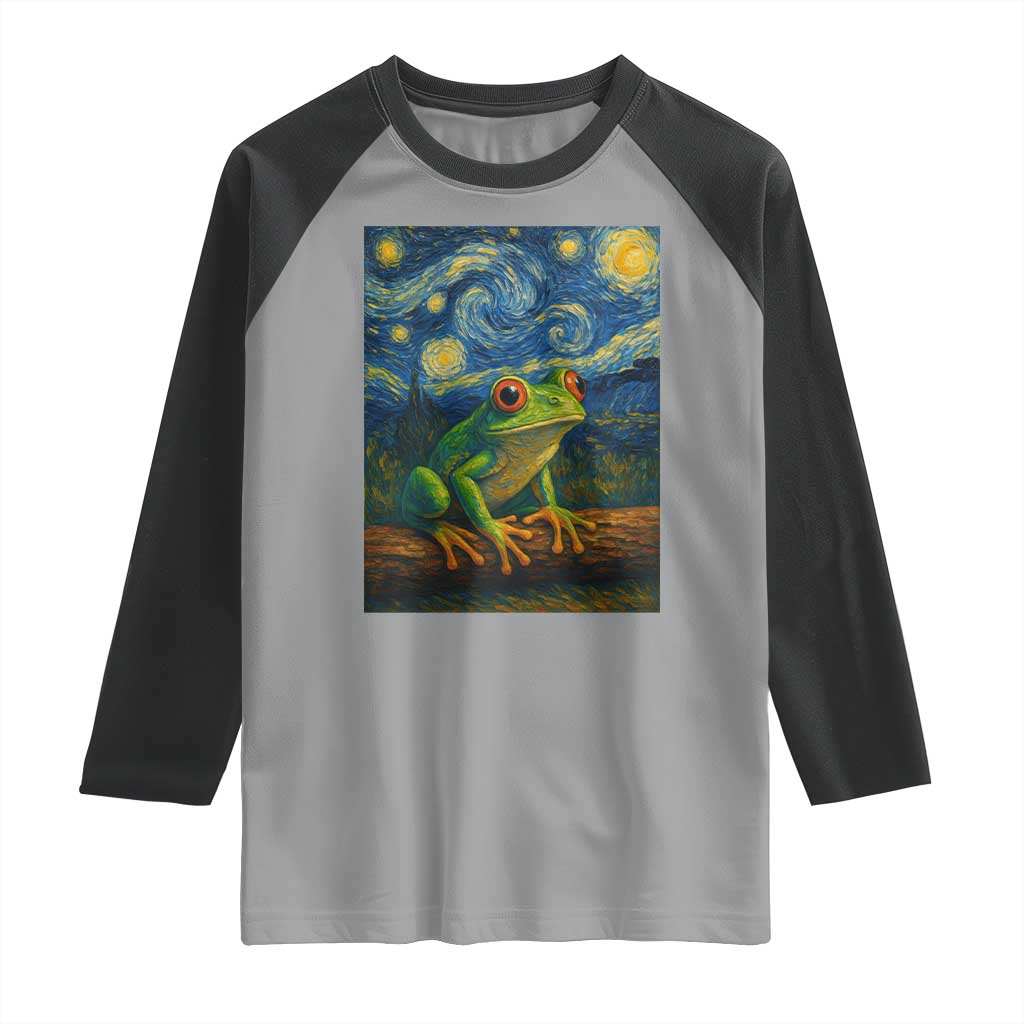 Funny Frog Raglan Shirt Van Gogh Style Starry Night - Wonder Print Shop