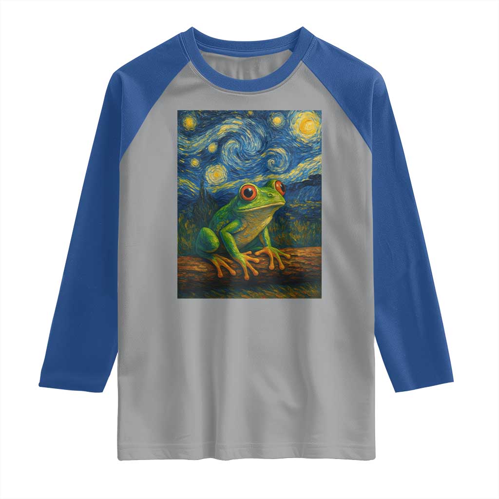 Funny Frog Raglan Shirt Van Gogh Style Starry Night - Wonder Print Shop