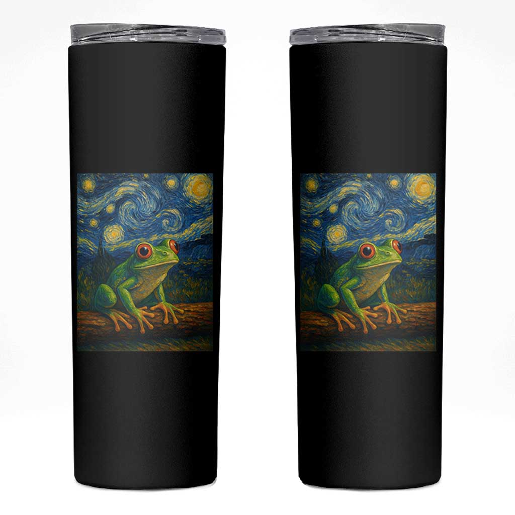 Funny Frog Skinny Tumbler Van Gogh Style Starry Night