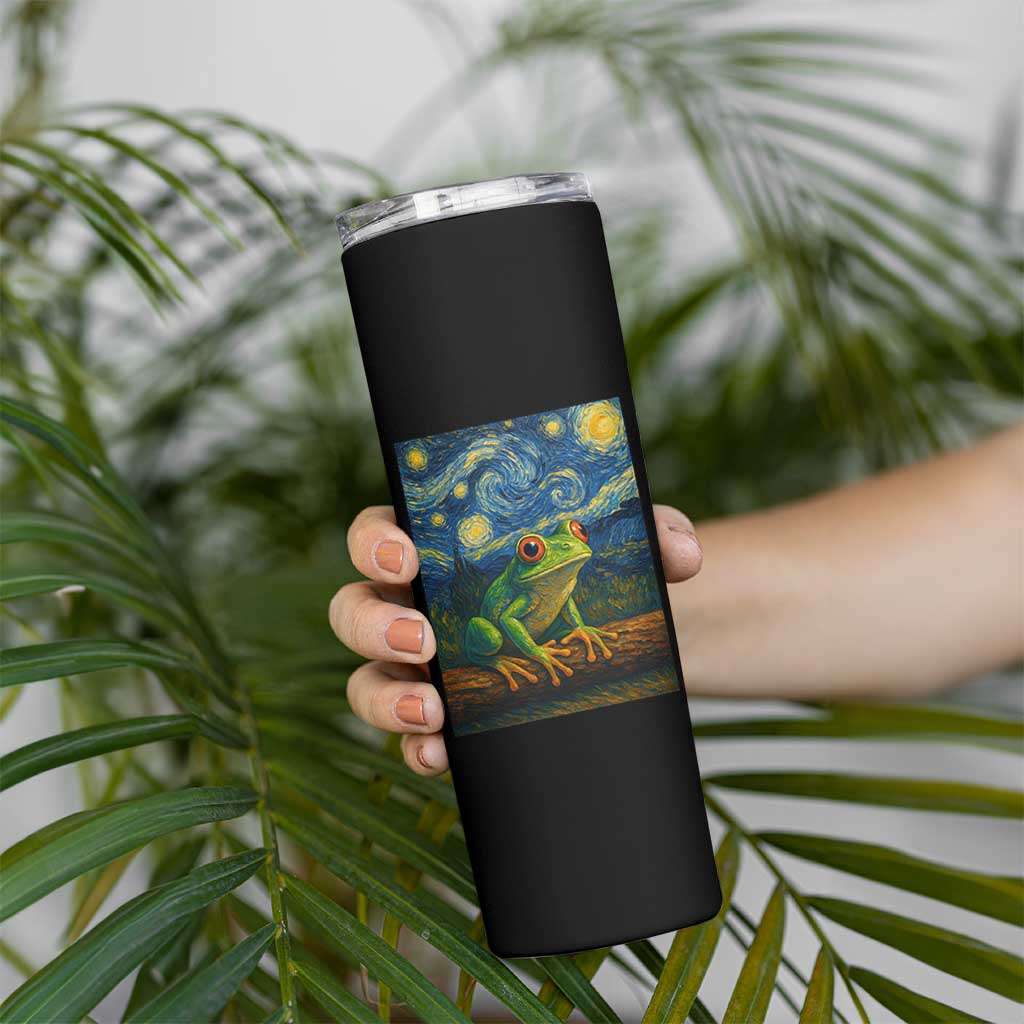 Funny Frog Skinny Tumbler Van Gogh Style Starry Night