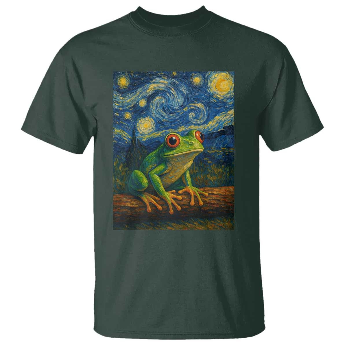 Funny Frog T Shirt Van Gogh Style Starry Night - Wonder Print Shop