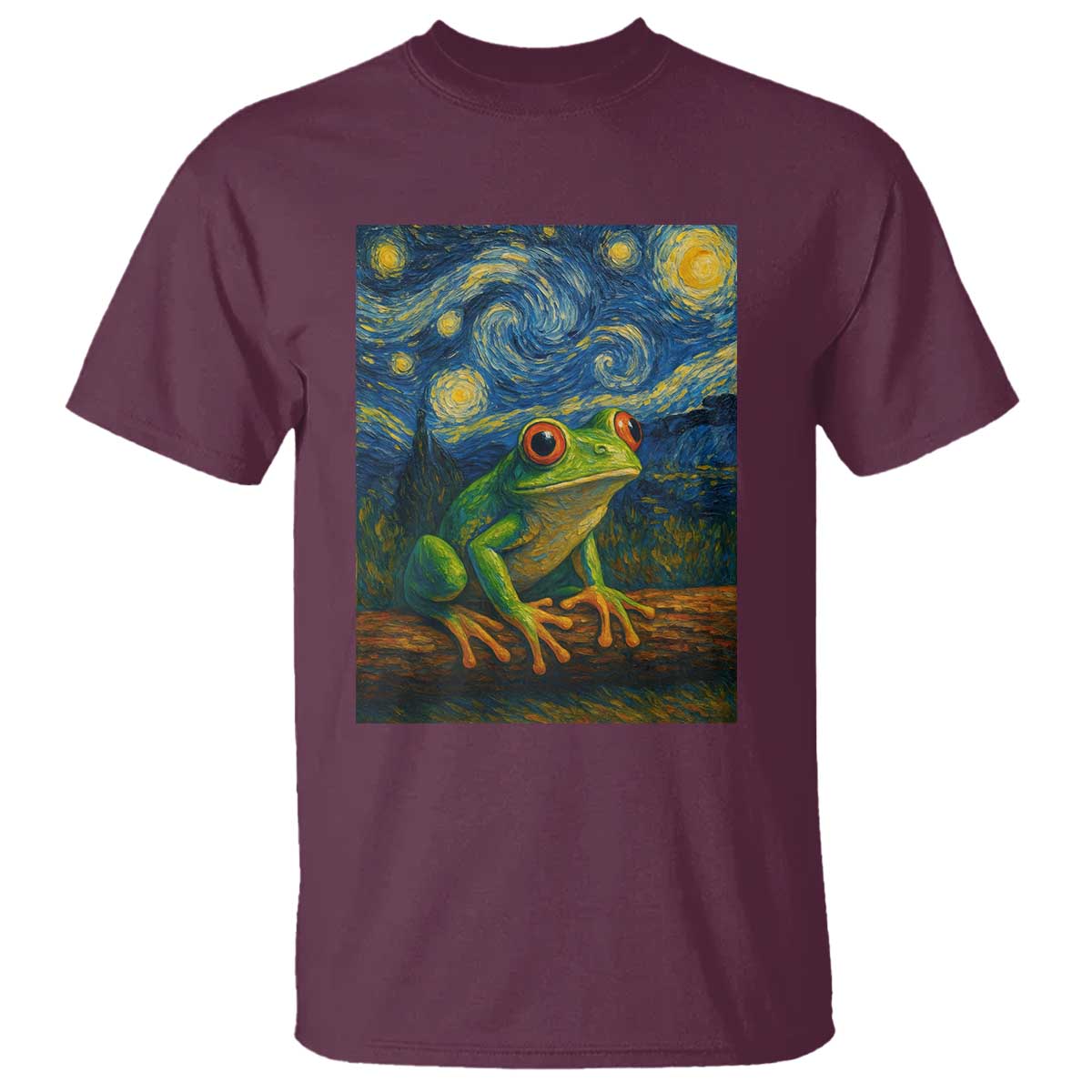 Funny Frog T Shirt Van Gogh Style Starry Night - Wonder Print Shop