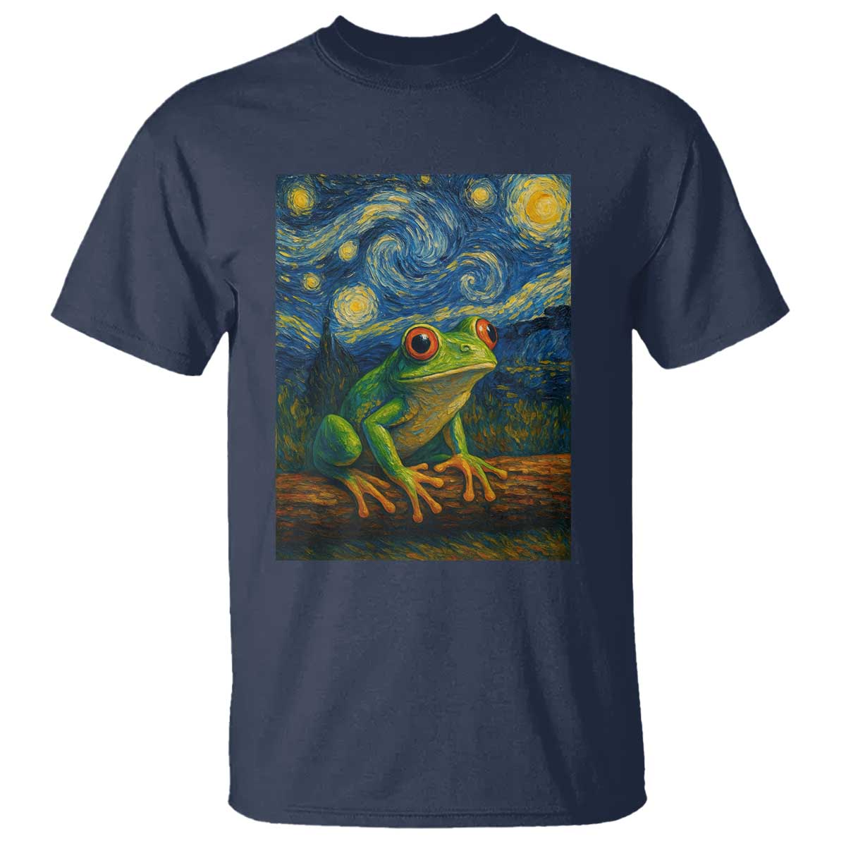 Funny Frog T Shirt Van Gogh Style Starry Night - Wonder Print Shop