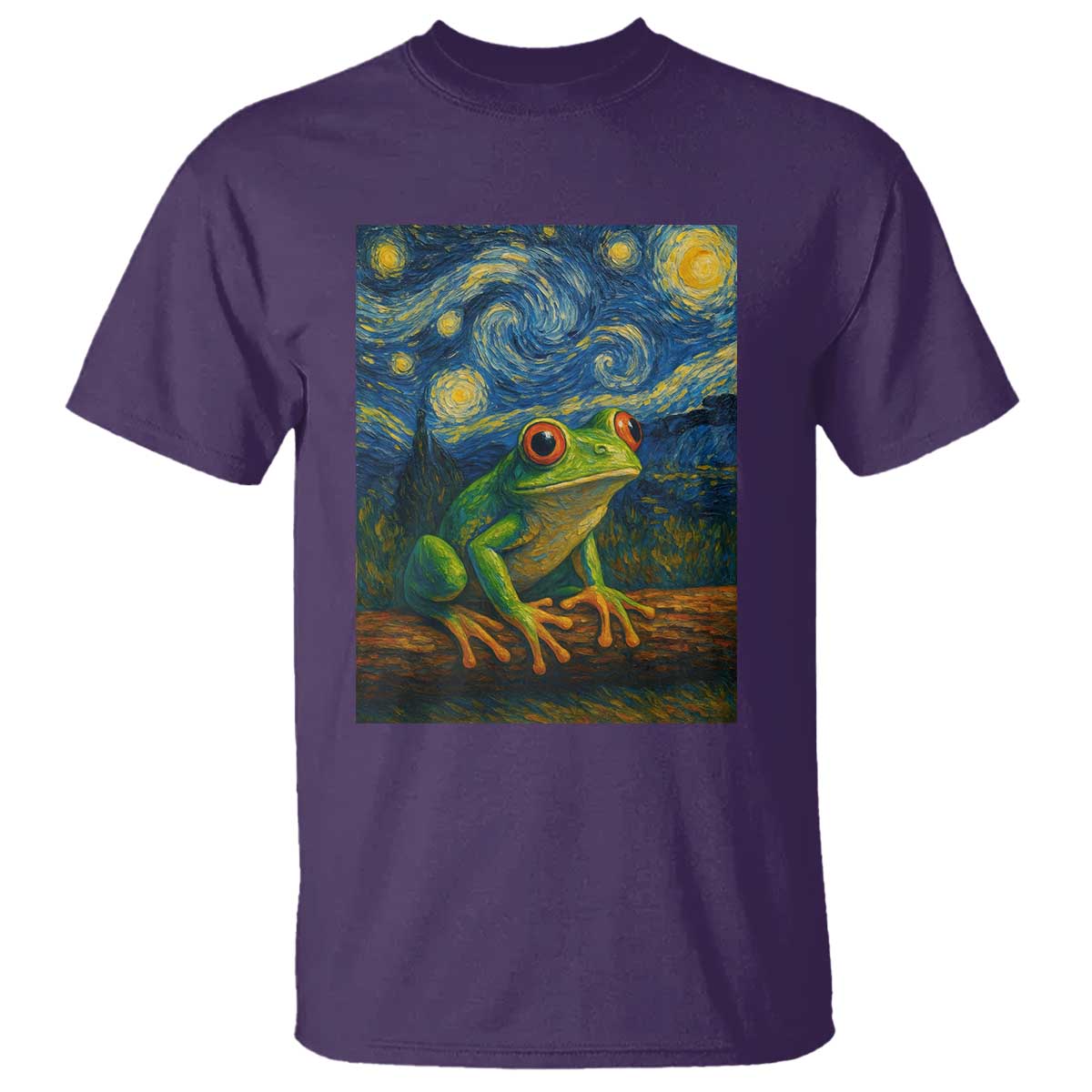 Funny Frog T Shirt Van Gogh Style Starry Night - Wonder Print Shop