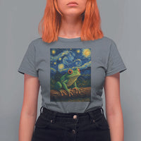 Funny Frog T Shirt For Women Van Gogh Style Starry Night - Wonder Print Shop