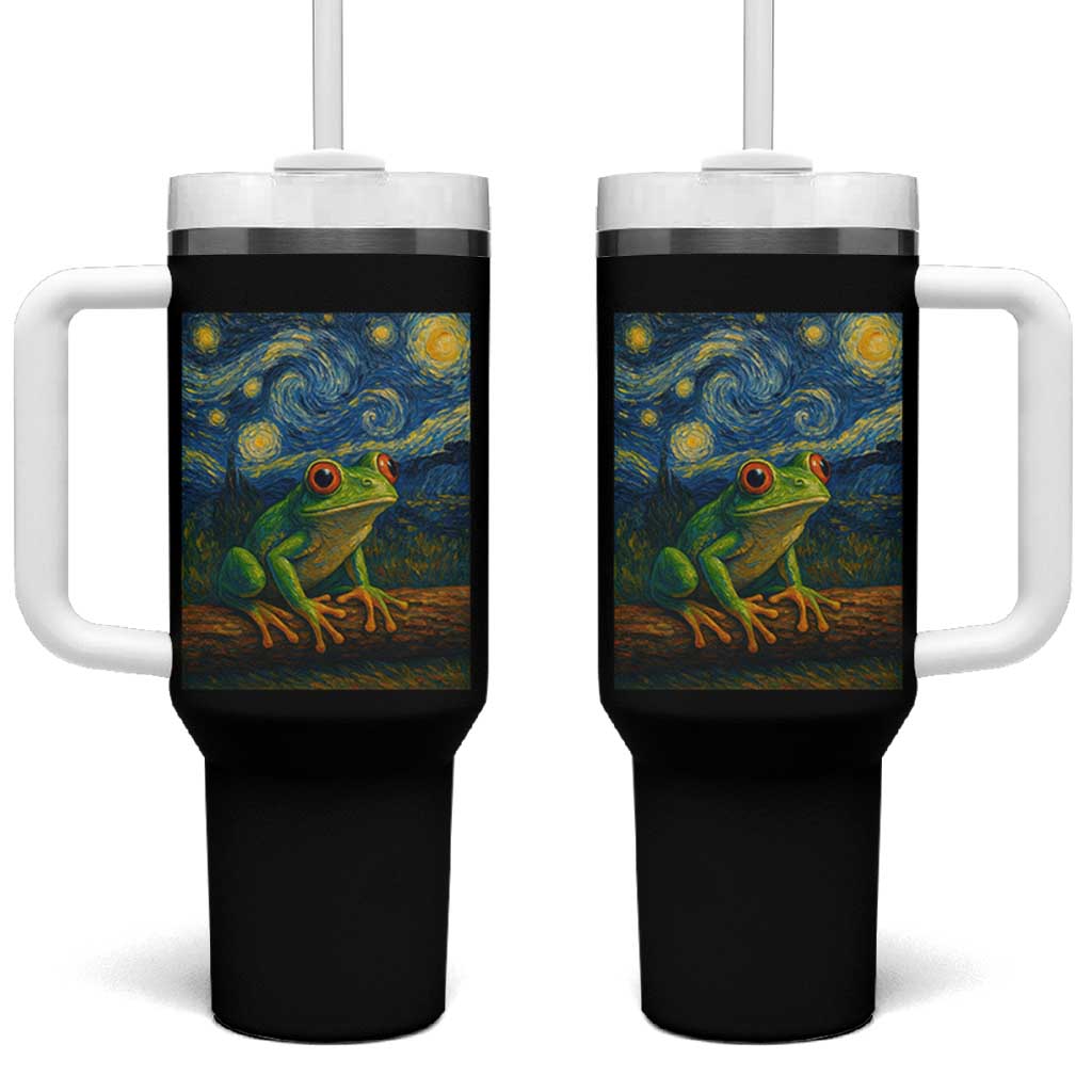 Funny Frog Tumbler With Handle Van Gogh Style Starry Night