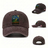Funny Frog Washed Cotton Baseball Cap Van Gogh Style Starry Night