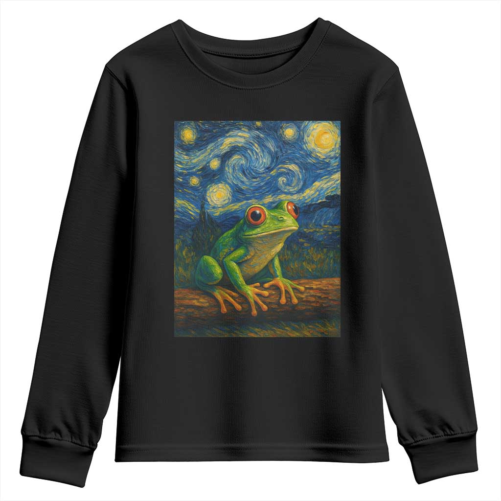 Funny Frog Youth Sweatshirt Van Gogh Style Starry Night - Wonder Print Shop