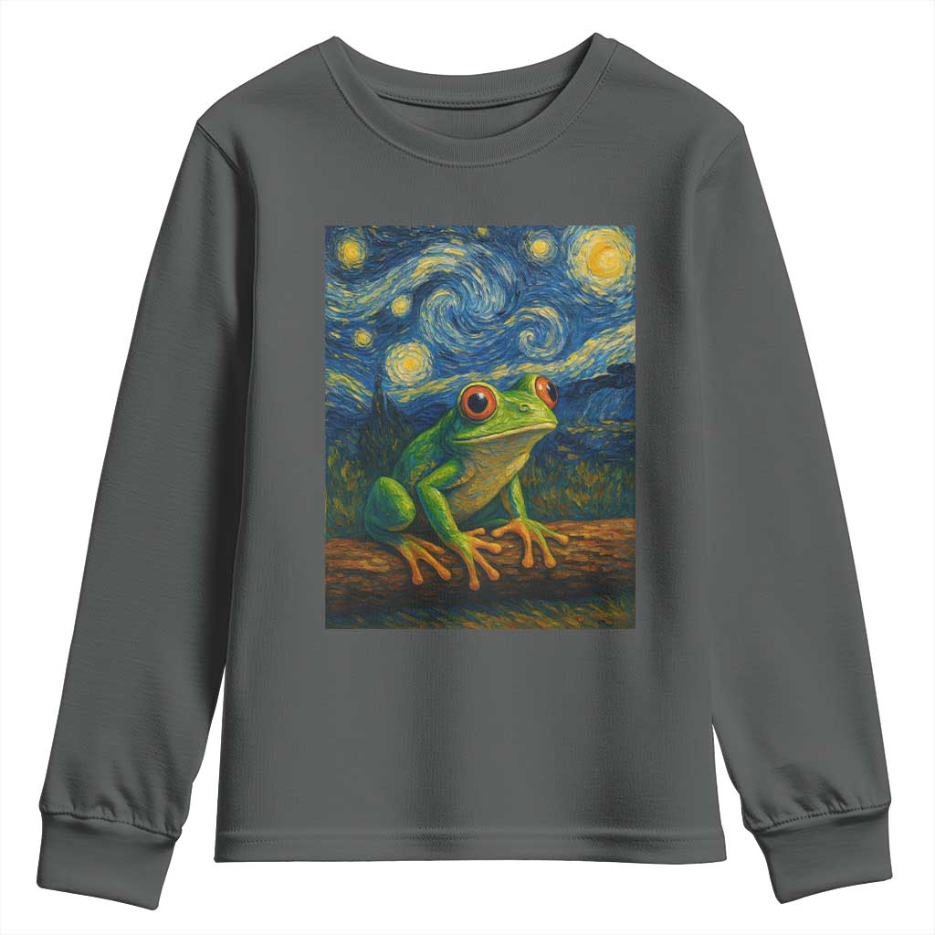 Funny Frog Youth Sweatshirt Van Gogh Style Starry Night - Wonder Print Shop