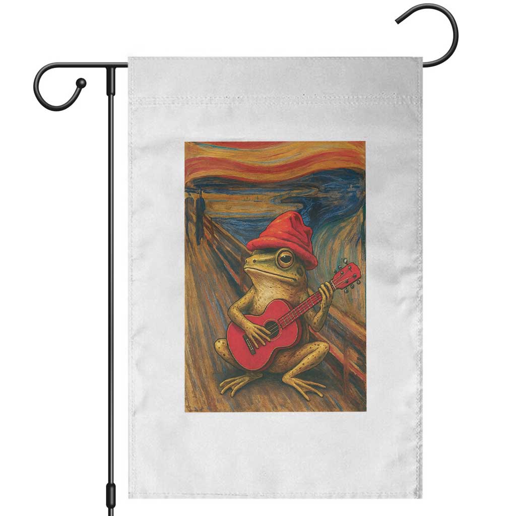 Funny Frog Garden Flag Playing Guitar Van Gogh Starry Night Art Parody - Wonder Print Shop