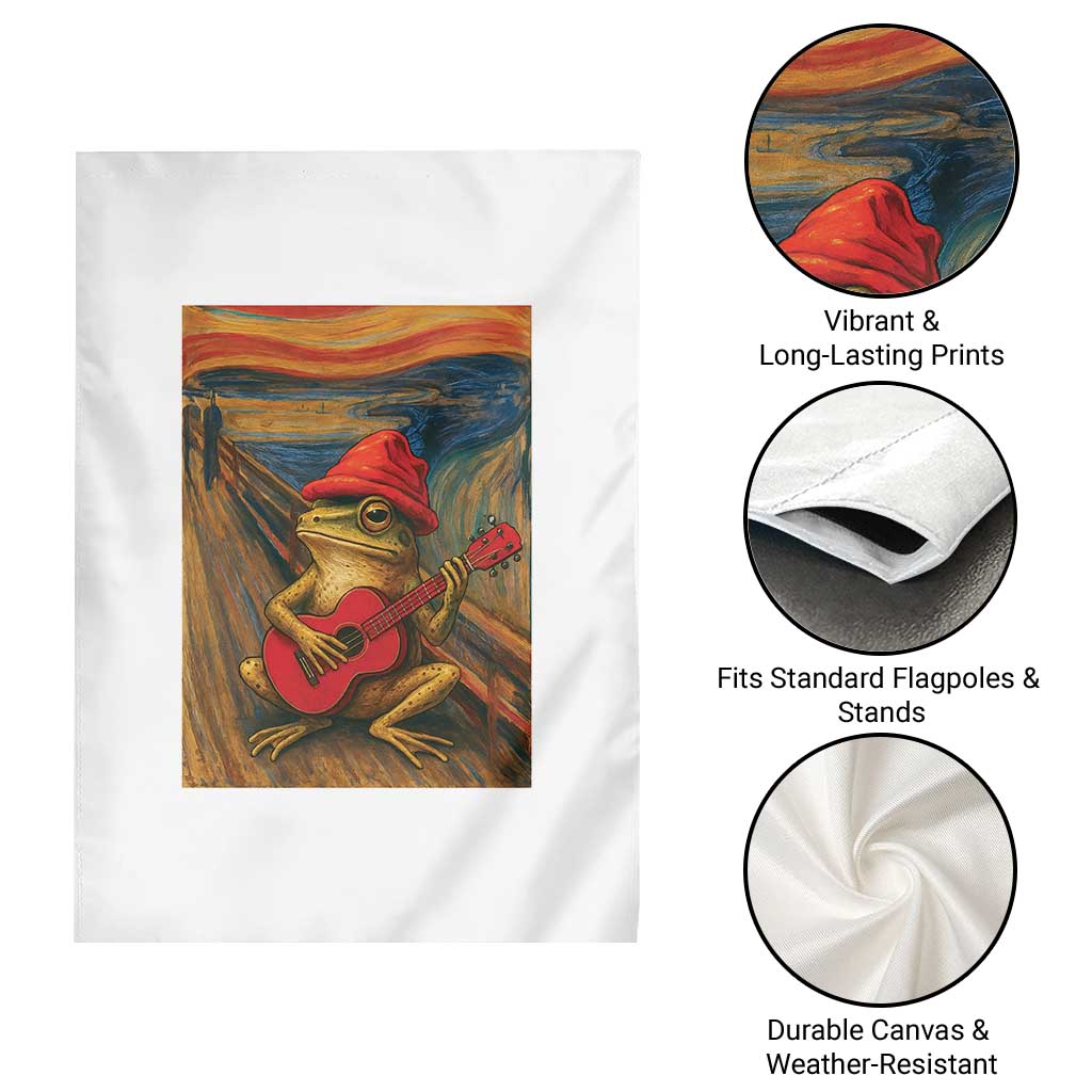 Funny Frog Garden Flag Playing Guitar Van Gogh Starry Night Art Parody - Wonder Print Shop