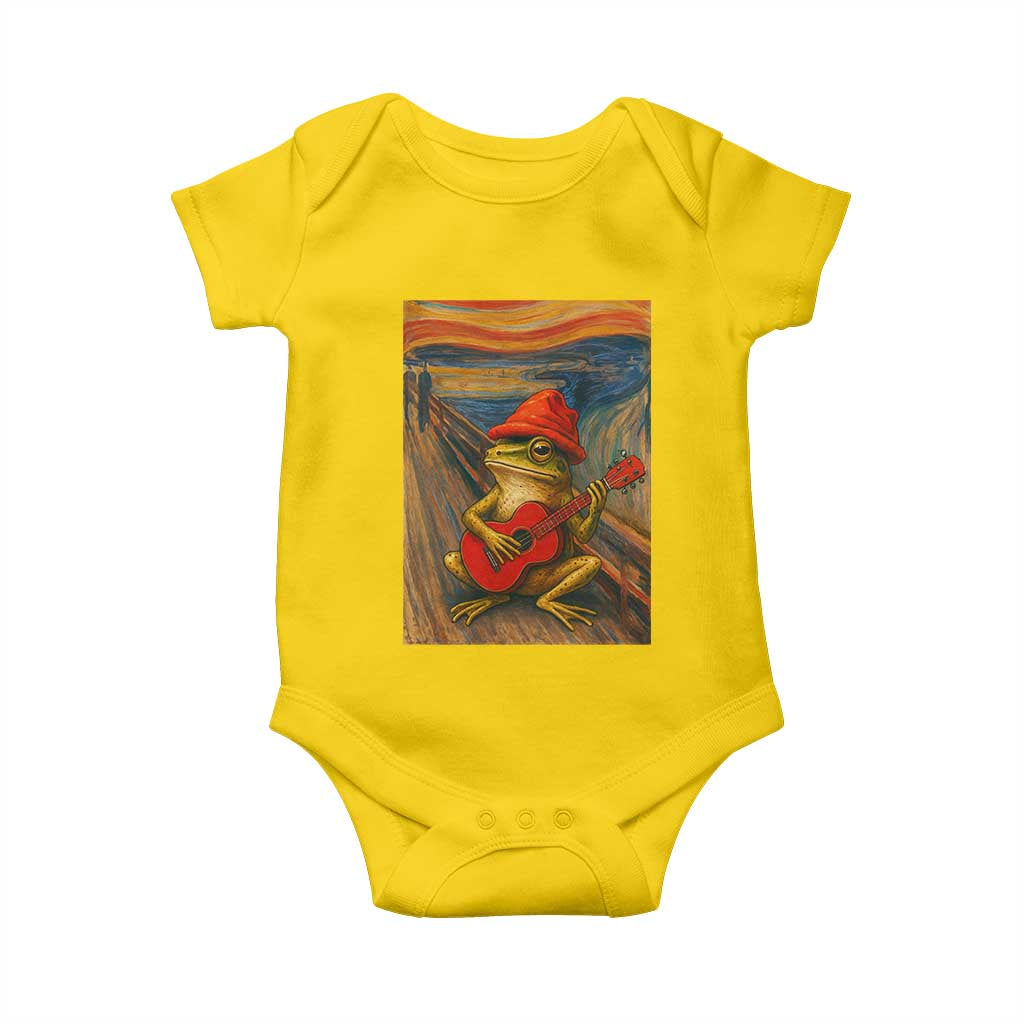 Funny Frog Baby Onesie Playing Guitar Van Gogh Starry Night Art Parody - Wonder Print Shop