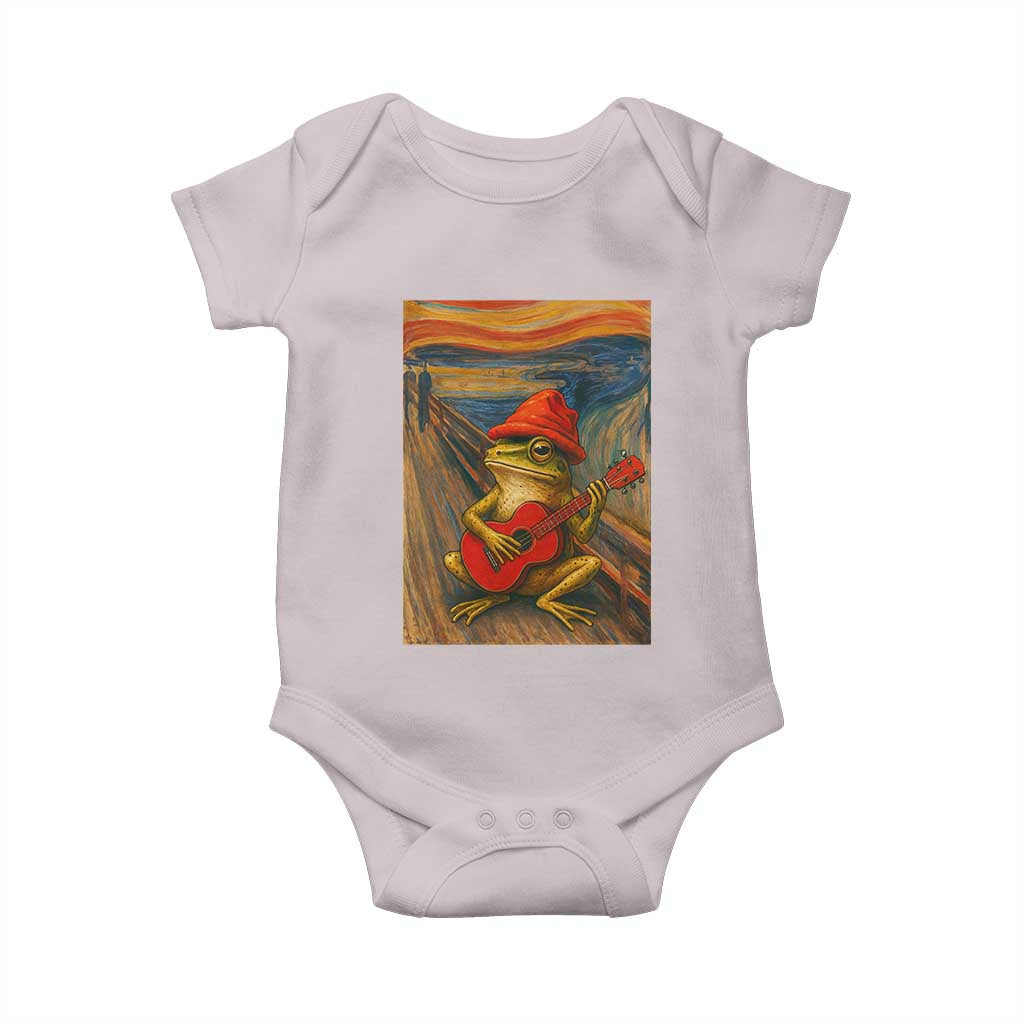 Funny Frog Baby Onesie Playing Guitar Van Gogh Starry Night Art Parody - Wonder Print Shop