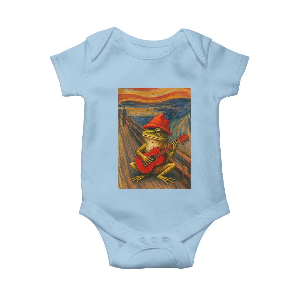 Funny Frog Baby Onesie Playing Guitar Van Gogh Starry Night Art Parody - Wonder Print Shop