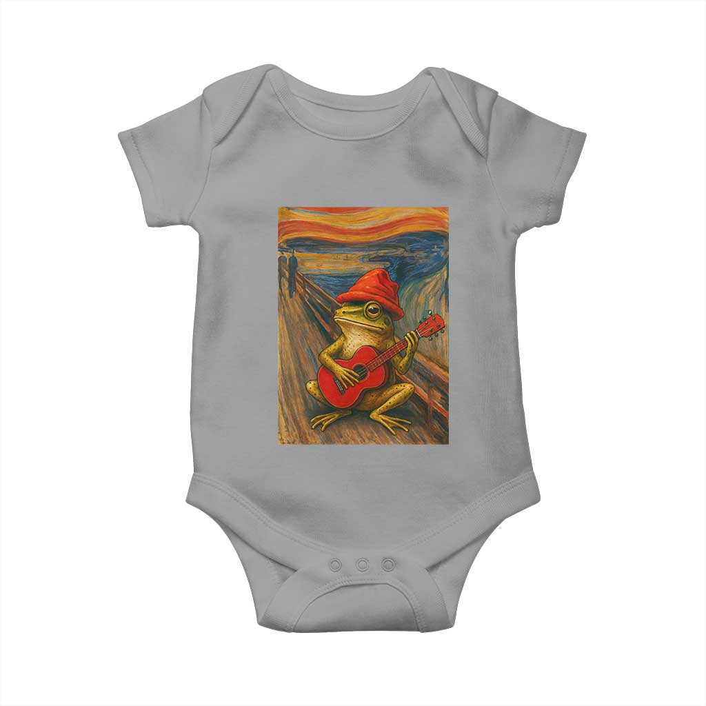 Funny Frog Baby Onesie Playing Guitar Van Gogh Starry Night Art Parody - Wonder Print Shop