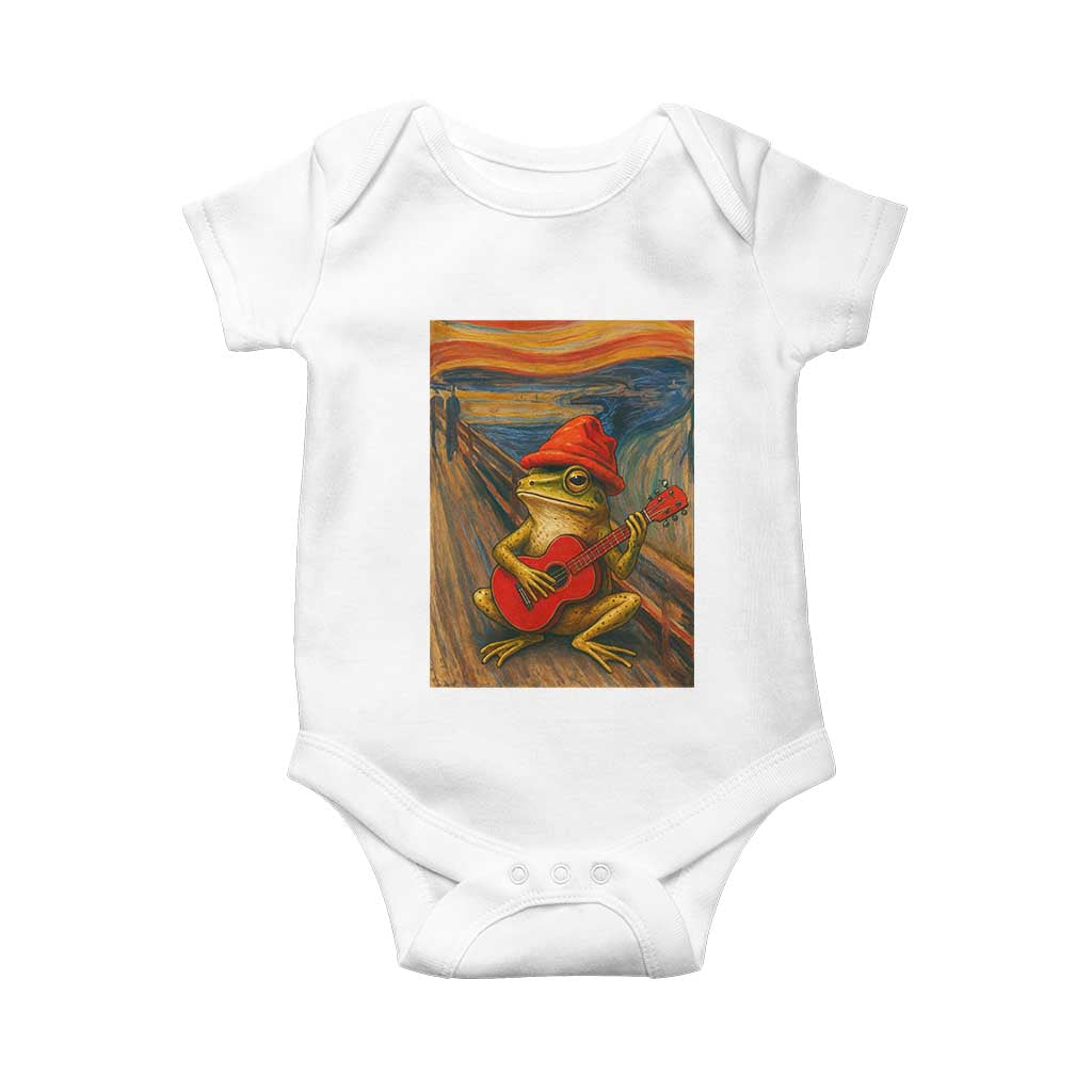 Funny Frog Baby Onesie Playing Guitar Van Gogh Starry Night Art Parody - Wonder Print Shop