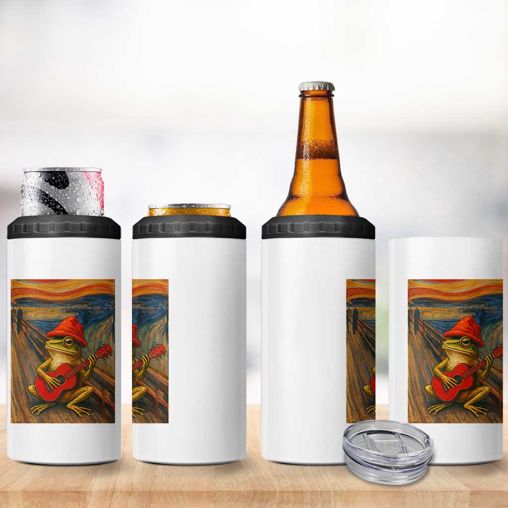Funny Frog 4 in 1 Can Cooler Tumbler Playing Guitar Van Gogh Starry Night Art Parody