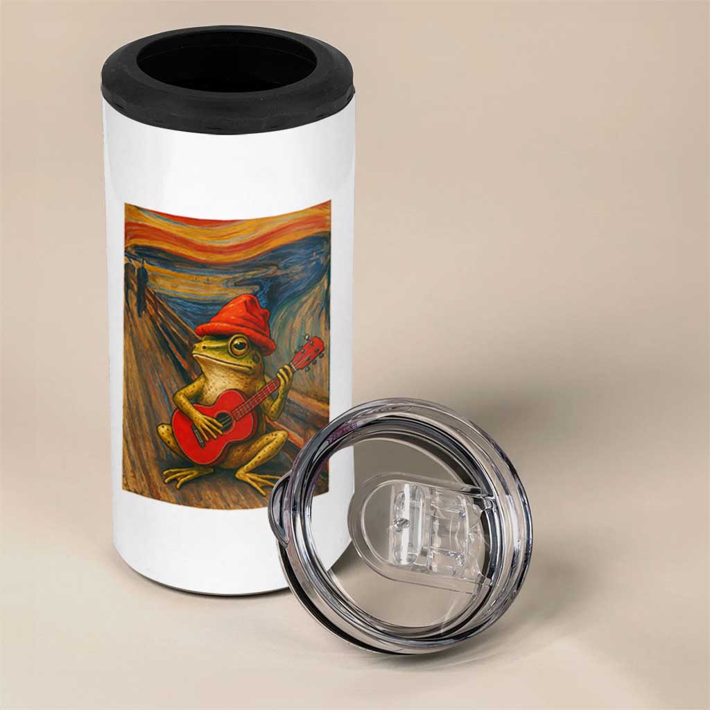 Funny Frog 4 in 1 Can Cooler Tumbler Playing Guitar Van Gogh Starry Night Art Parody