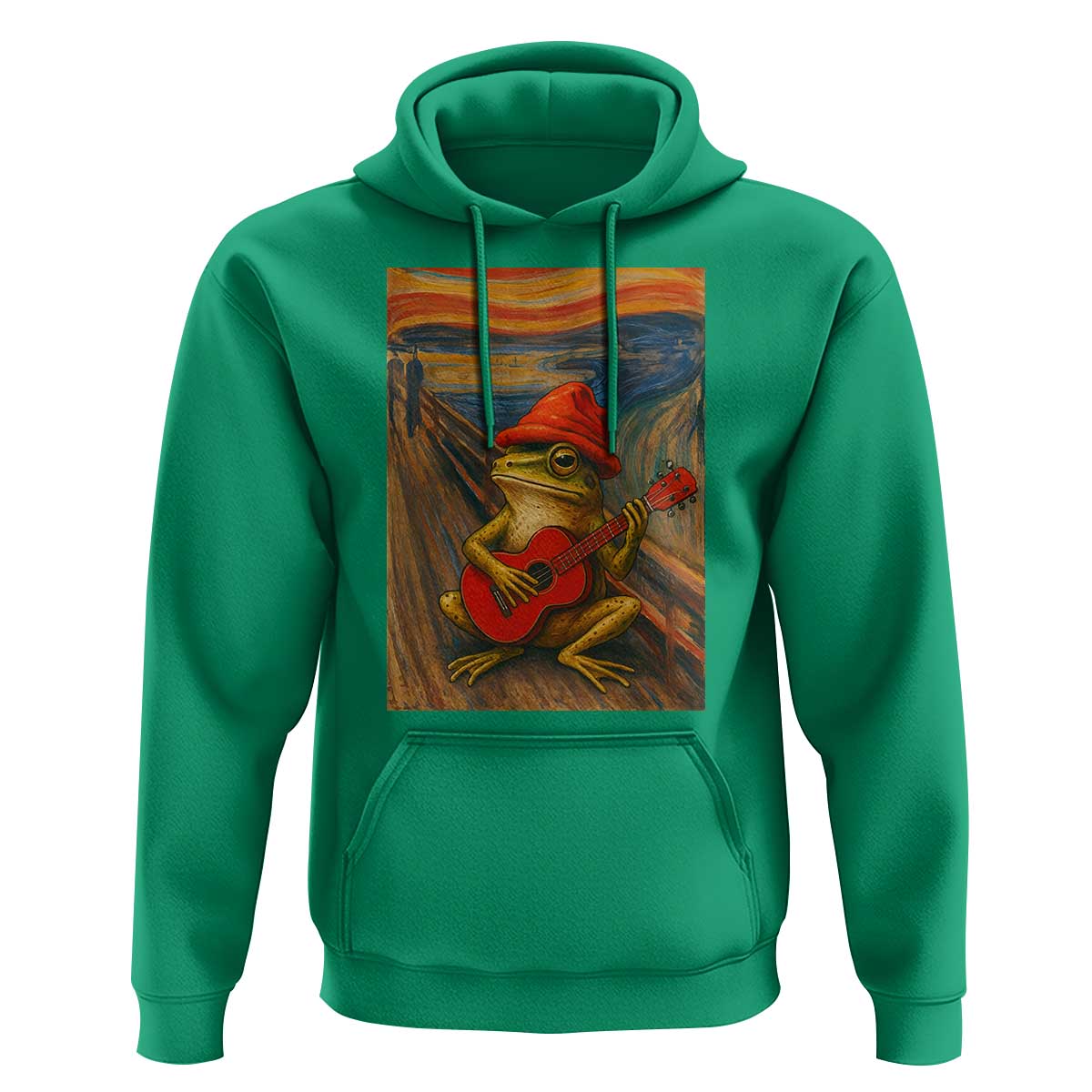 Funny Frog Hoodie Playing Guitar Van Gogh Starry Night Art Parody - Wonder Print Shop
