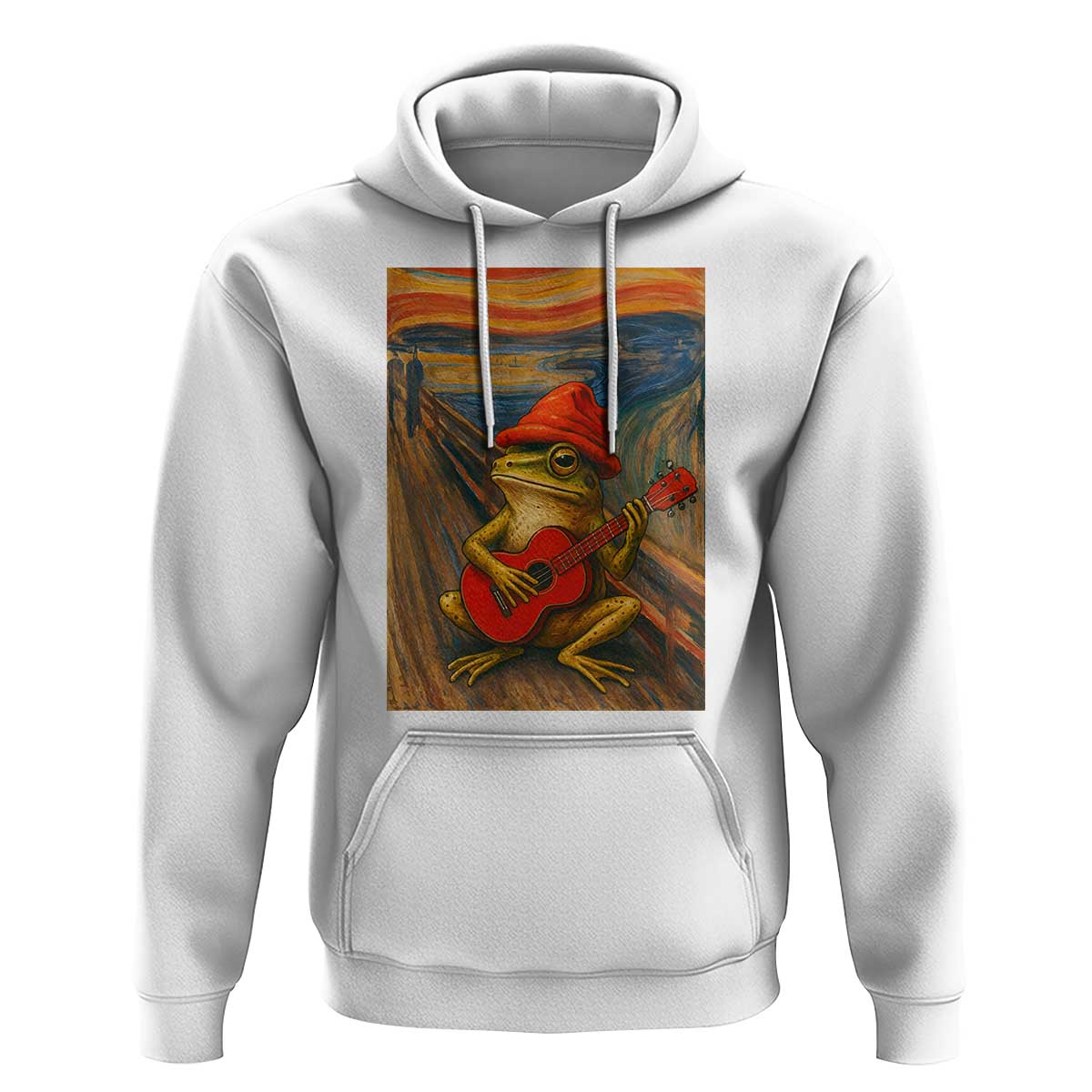 Funny Frog Hoodie Playing Guitar Van Gogh Starry Night Art Parody - Wonder Print Shop