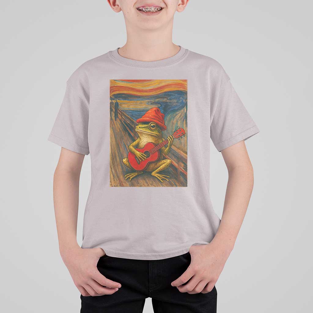Funny Frog T Shirt For Kid Playing Guitar Van Gogh Starry Night Art Parody - Wonder Print Shop