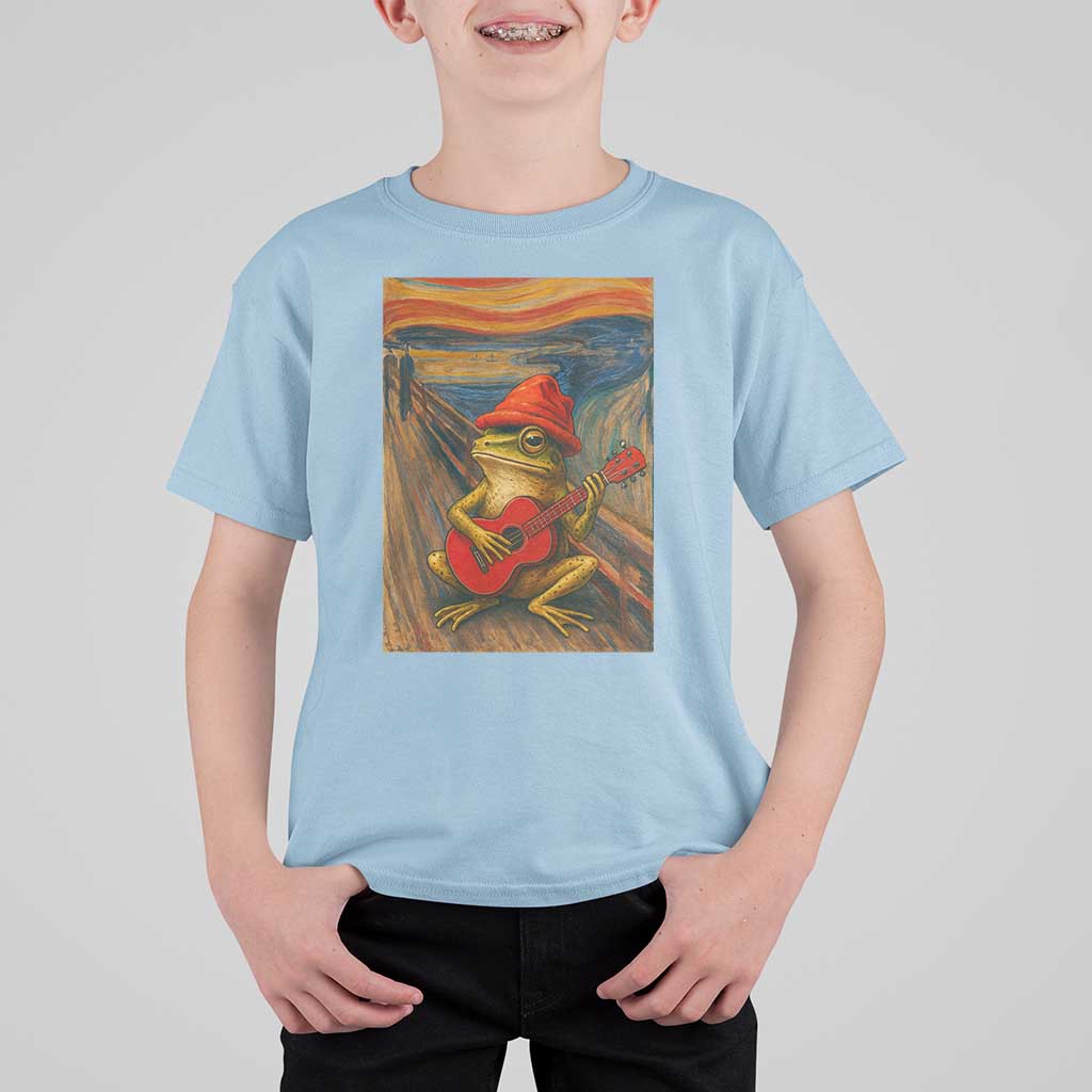 Funny Frog T Shirt For Kid Playing Guitar Van Gogh Starry Night Art Parody - Wonder Print Shop