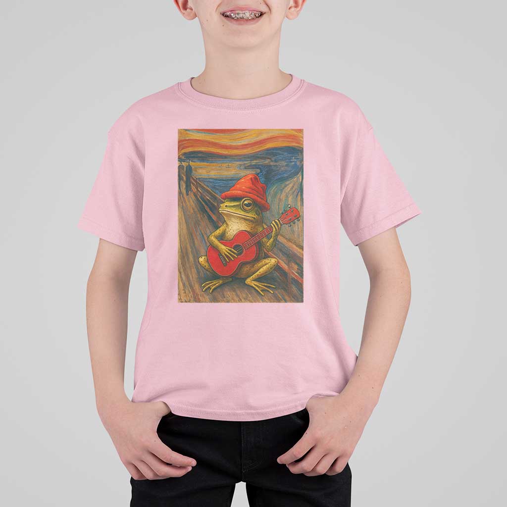 Funny Frog T Shirt For Kid Playing Guitar Van Gogh Starry Night Art Parody - Wonder Print Shop