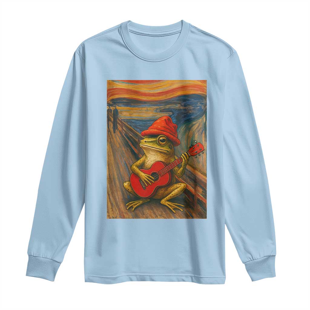 Funny Frog Long Sleeve Shirt Playing Guitar Van Gogh Starry Night Art Parody - Wonder Print Shop