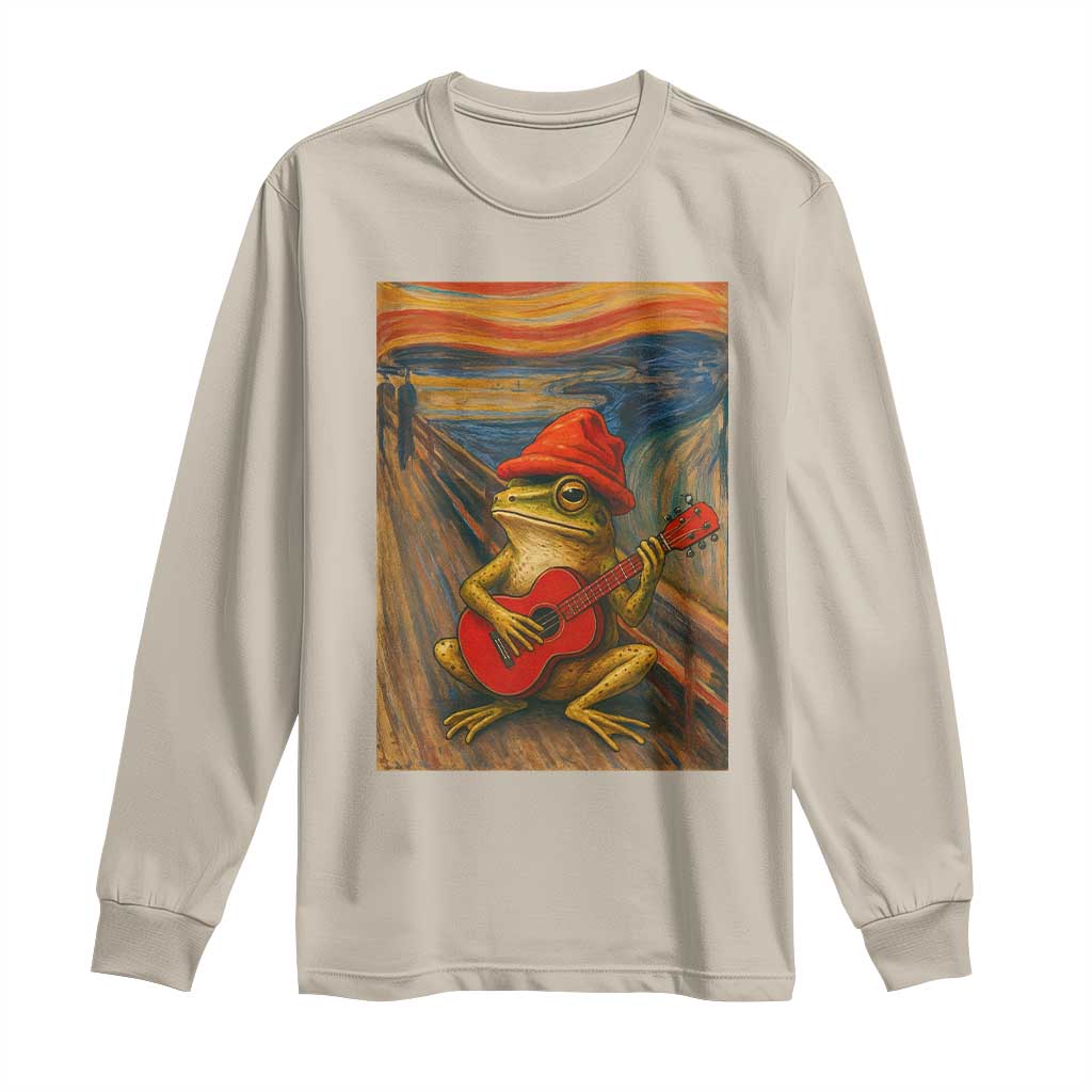 Funny Frog Long Sleeve Shirt Playing Guitar Van Gogh Starry Night Art Parody - Wonder Print Shop