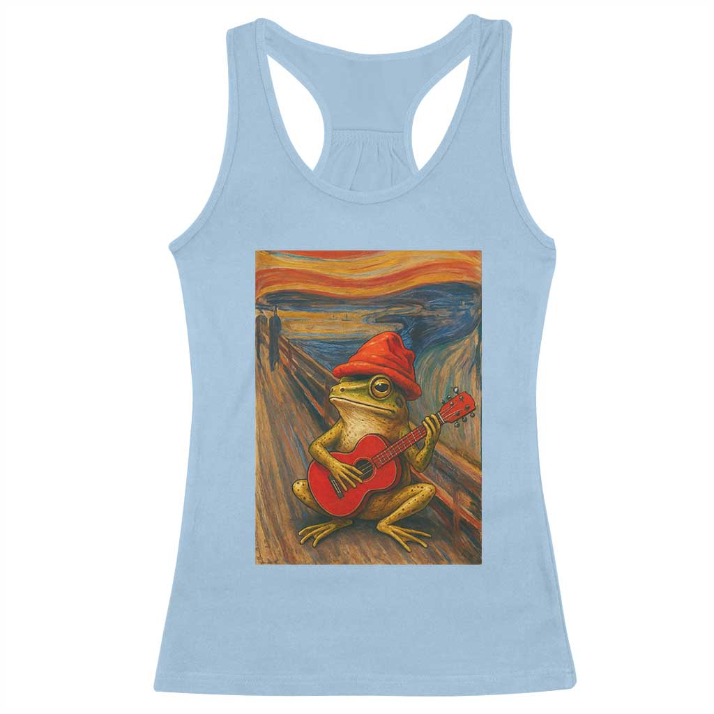 Funny Frog Racerback Tank Top Playing Guitar Van Gogh Starry Night Art Parody - Wonder Print Shop