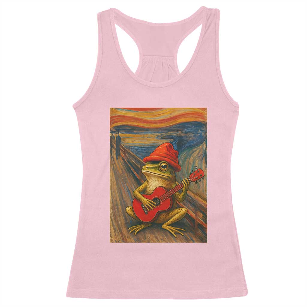 Funny Frog Racerback Tank Top Playing Guitar Van Gogh Starry Night Art Parody - Wonder Print Shop