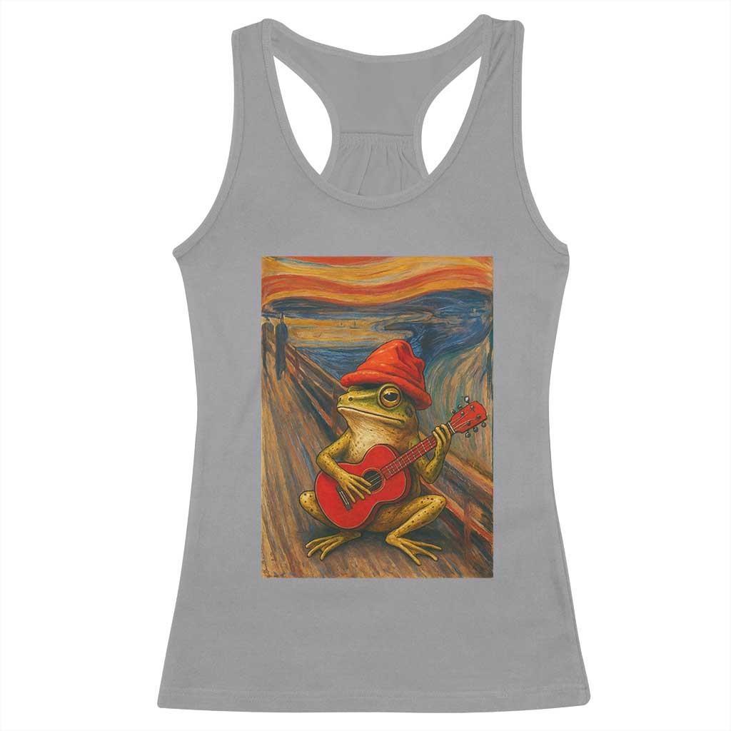 Funny Frog Racerback Tank Top Playing Guitar Van Gogh Starry Night Art Parody - Wonder Print Shop